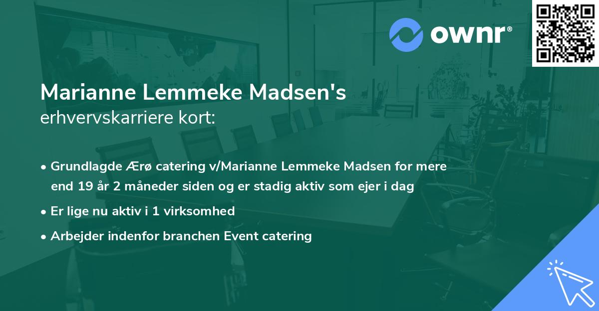 Marianne Lemmeke Madsen's erhvervskarriere kort