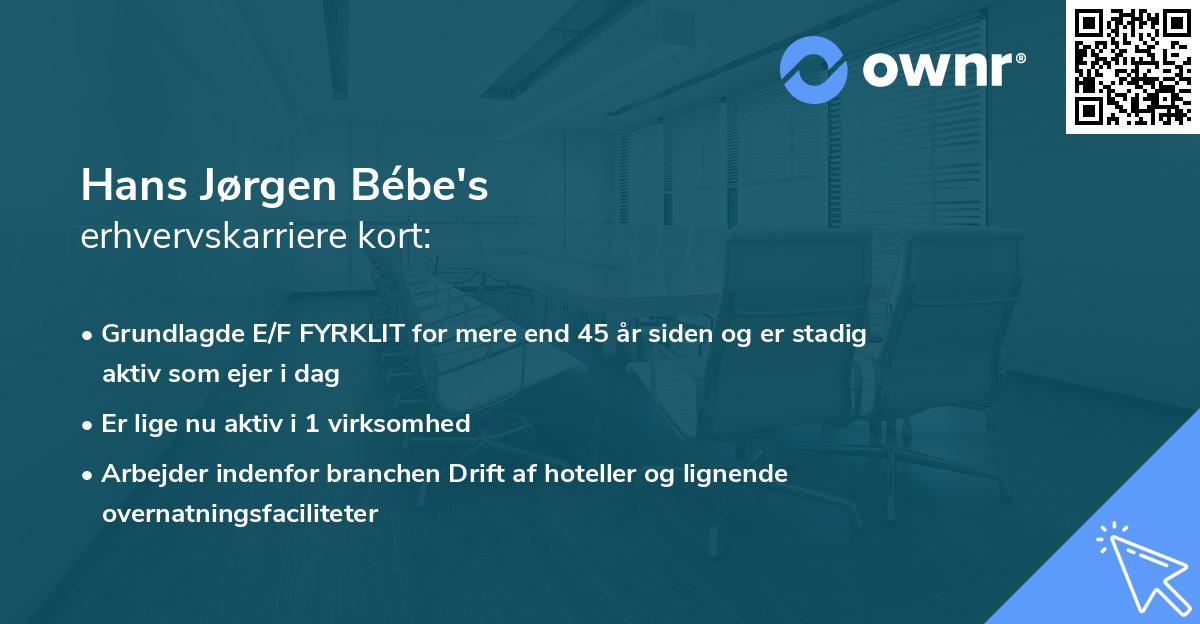 Hans Jørgen Bébe's erhvervskarriere kort