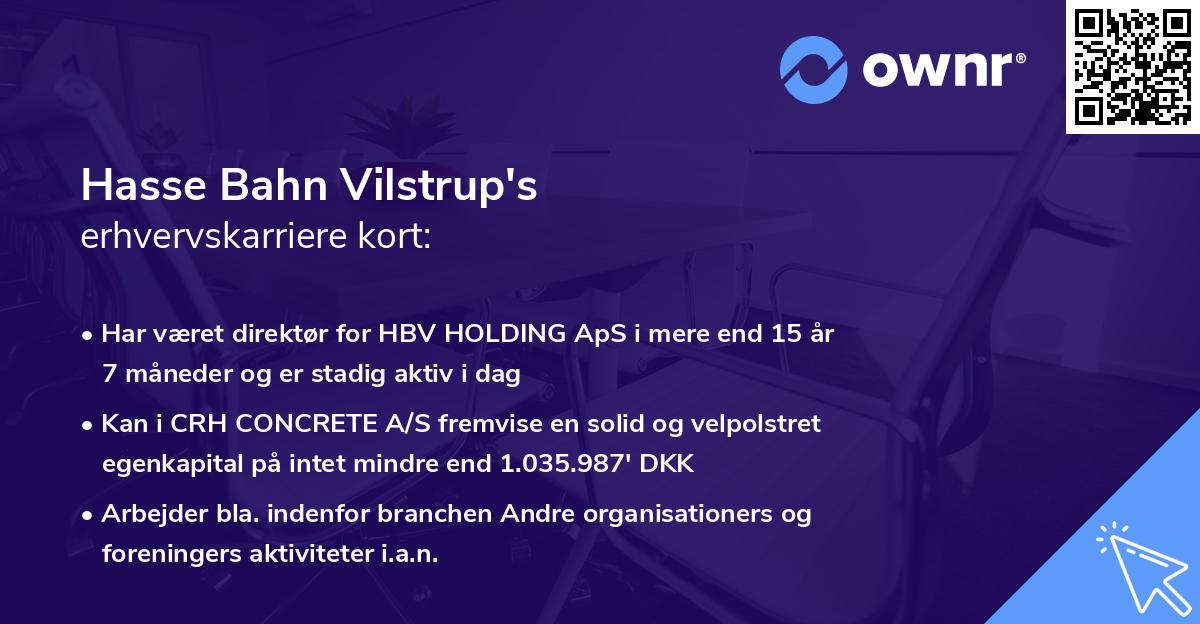Hasse Bahn Vilstrup's erhvervskarriere kort