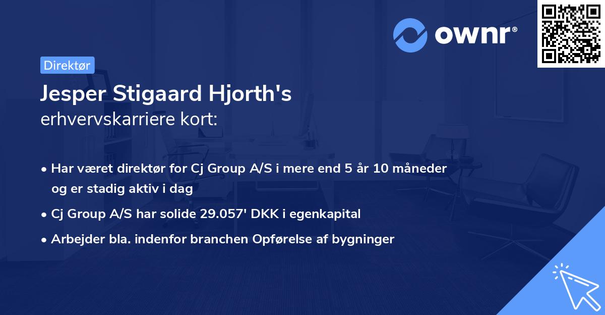 Jesper Stigaard Hjorth's erhvervskarriere kort