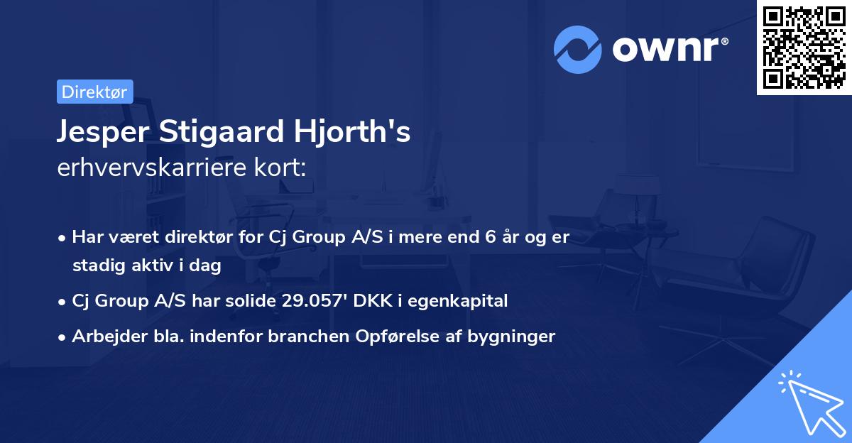 Jesper Stigaard Hjorth's erhvervskarriere kort