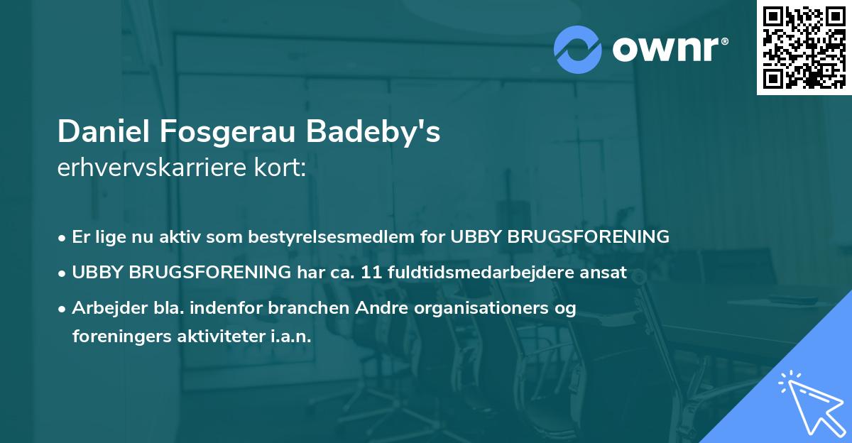 Daniel Fosgerau Badeby's erhvervskarriere kort