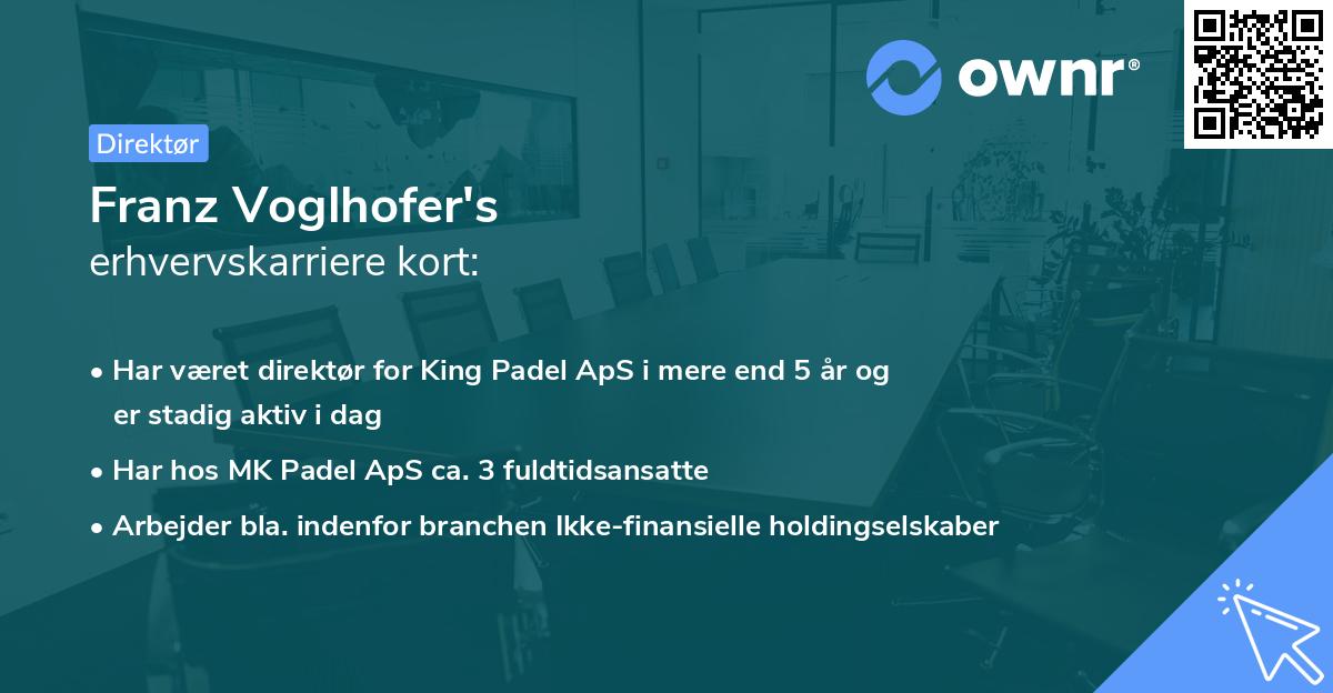 Franz Voglhofer's erhvervskarriere kort