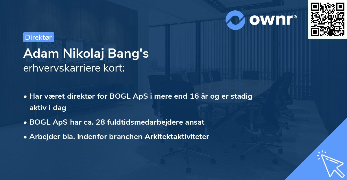 Adam Nikolaj Bang's erhvervskarriere kort