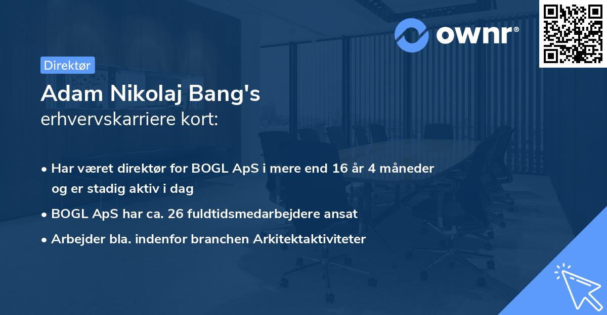 Adam Nikolaj Bang's erhvervskarriere kort