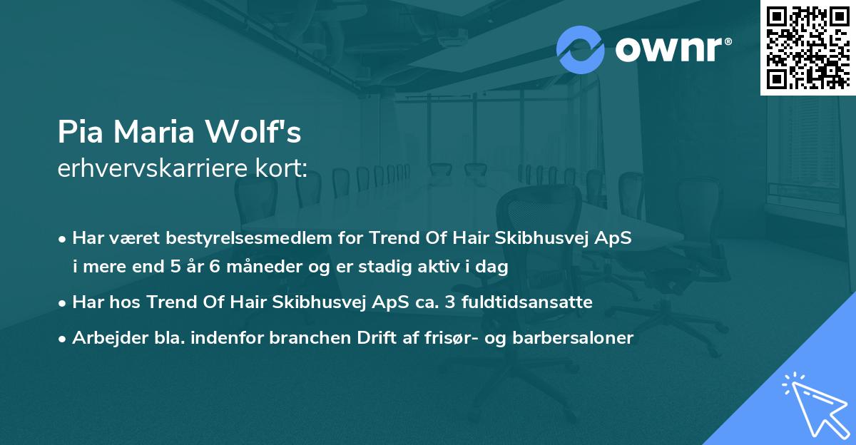 Pia Maria Wolf's erhvervskarriere kort