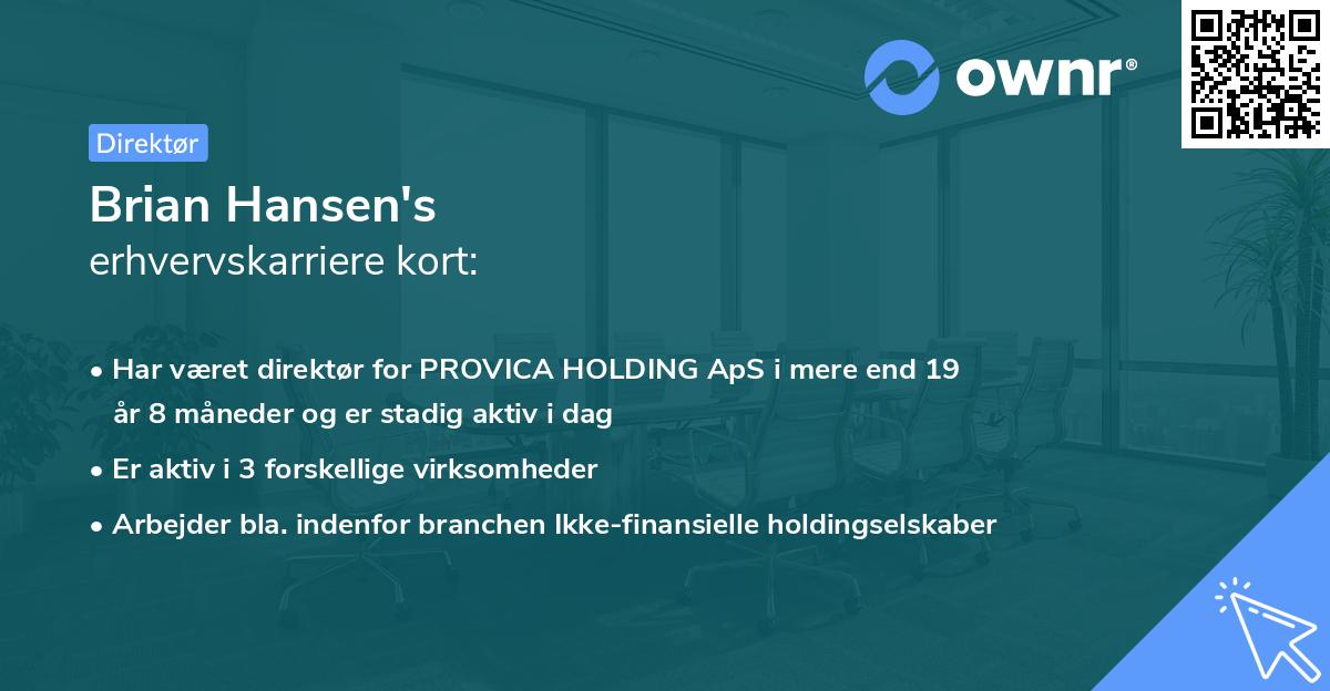 Brian Hansen's erhvervskarriere kort