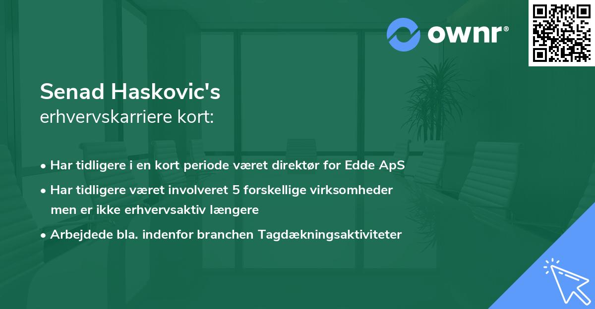 Senad Haskovic's erhvervskarriere kort