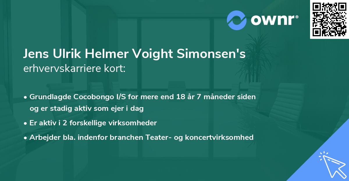 Jens Ulrik Helmer Voight Simonsen's erhvervskarriere kort