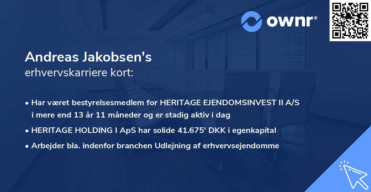 Andreas Jakobsen's erhvervskarriere kort