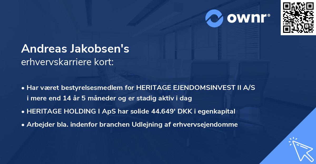 Andreas Jakobsen's erhvervskarriere kort