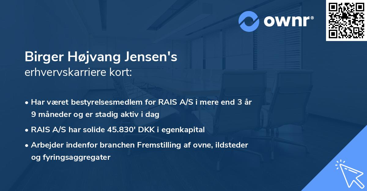 Birger Højvang Jensen's erhvervskarriere kort