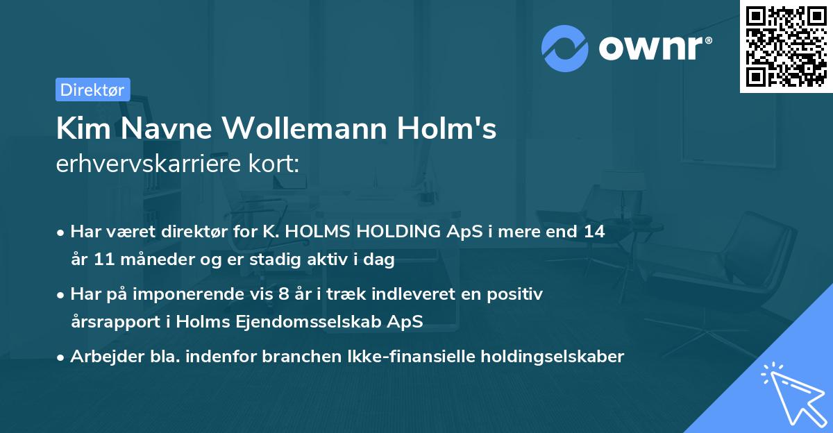 Kim Navne Wollemann Holm's erhvervskarriere kort
