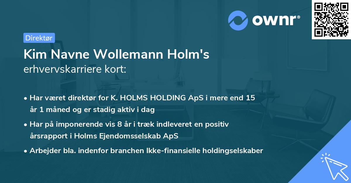 Kim Navne Wollemann Holm's erhvervskarriere kort
