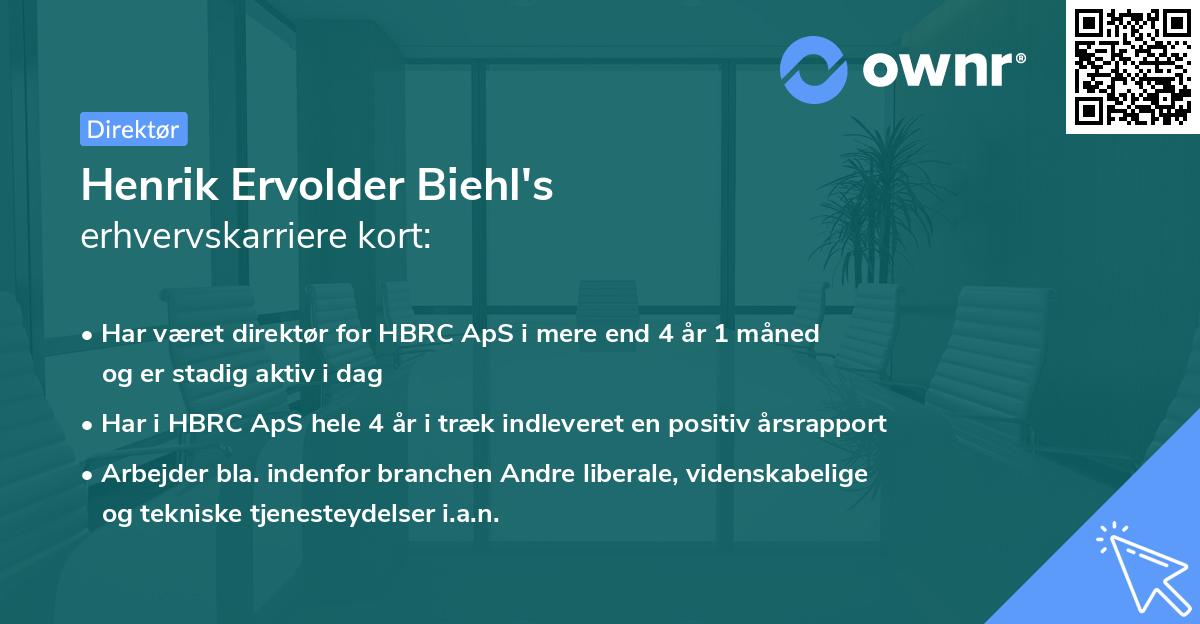 Henrik Ervolder Biehl's erhvervskarriere kort