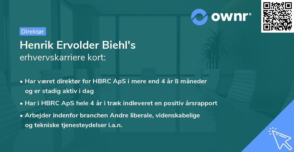 Henrik Ervolder Biehl's erhvervskarriere kort