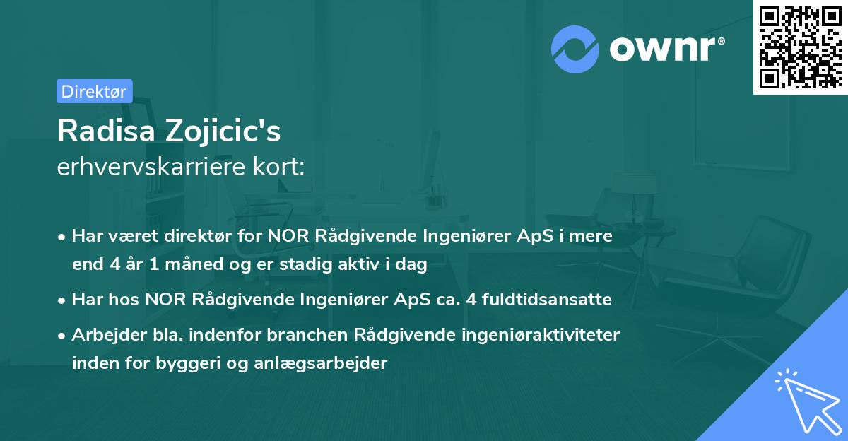 Radisa Zojicic's erhvervskarriere kort
