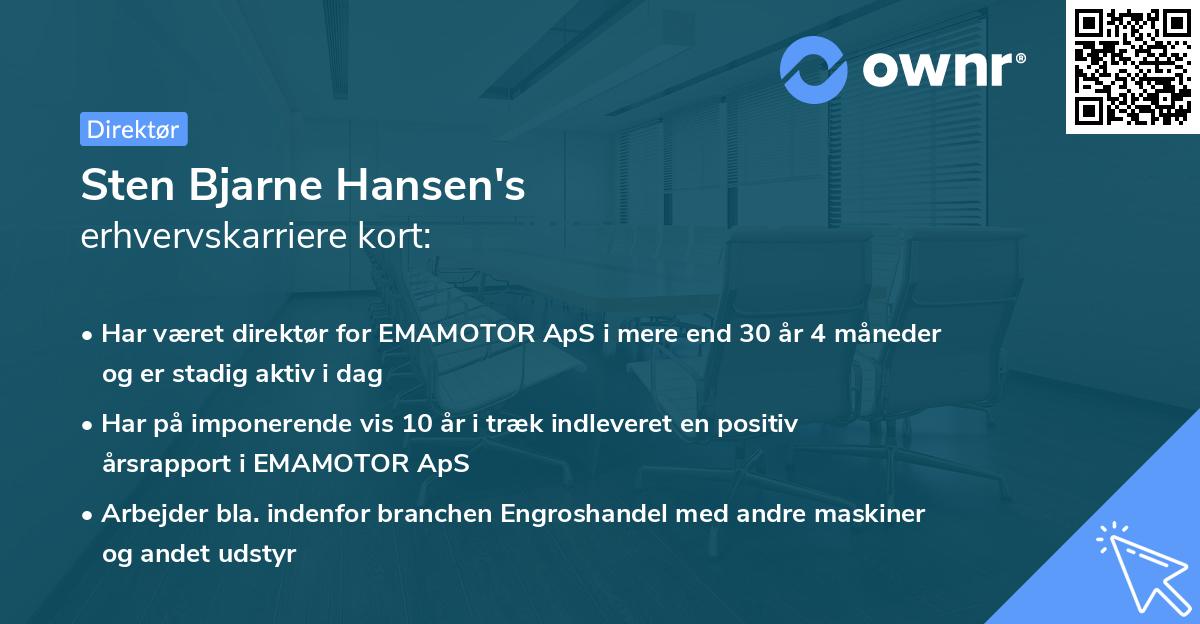 Sten Bjarne Hansen's erhvervskarriere kort