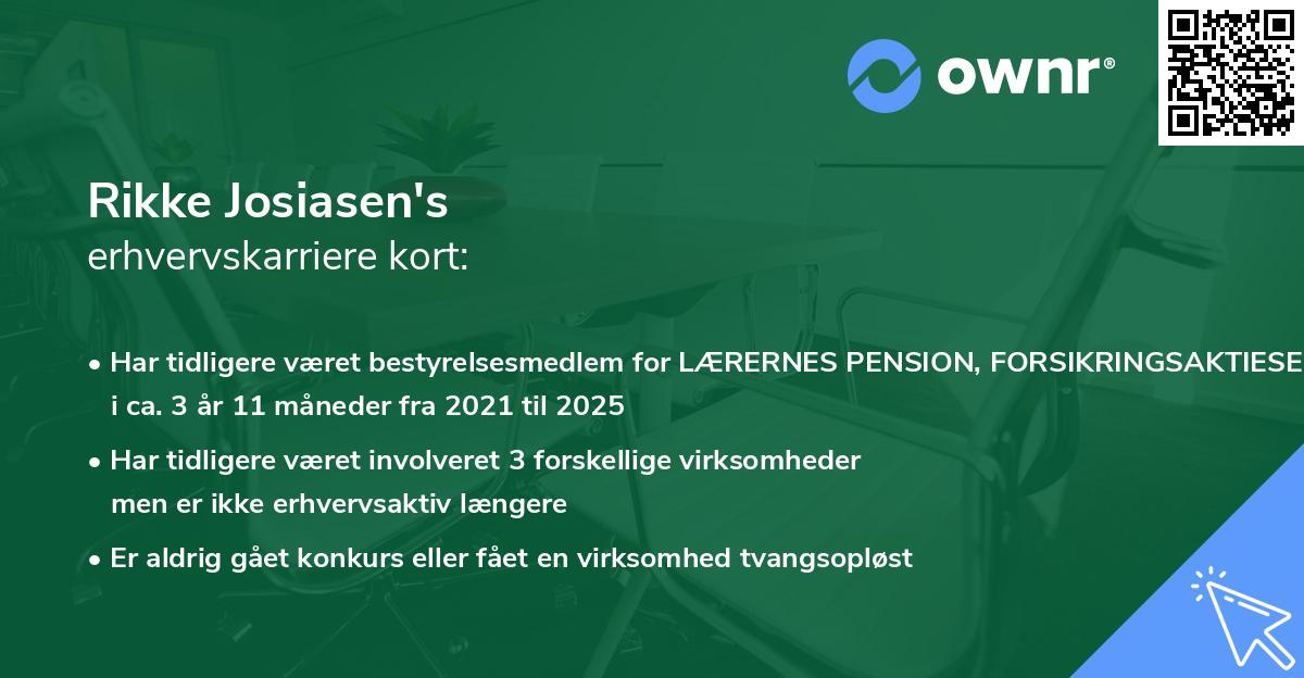 Rikke Josiasen's erhvervskarriere kort