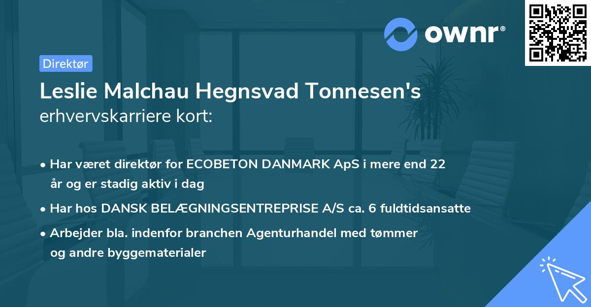 Leslie Malchau Hegnsvad Tonnesen's erhvervskarriere kort