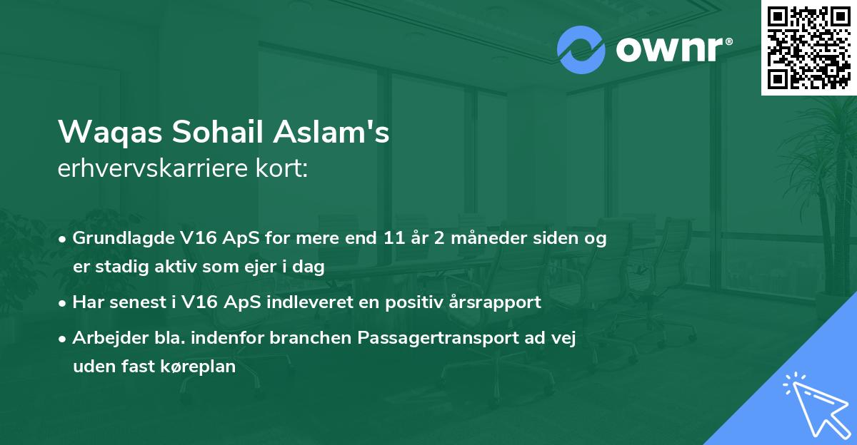 Waqas Sohail Aslam's erhvervskarriere kort