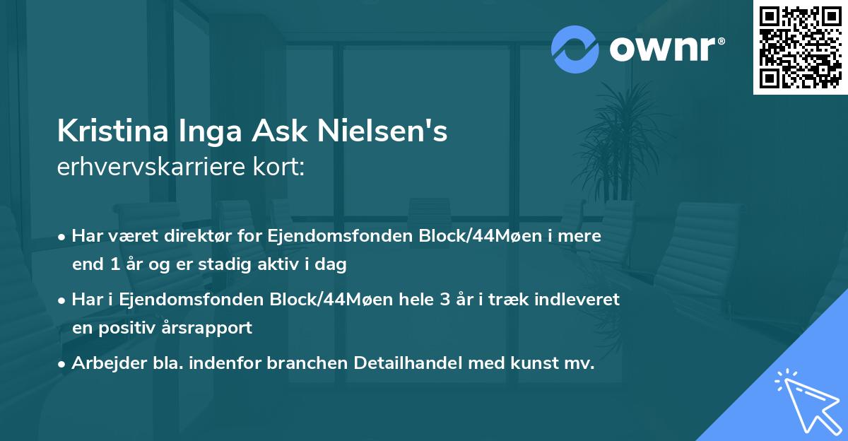 Kristina Inga Ask Nielsen's erhvervskarriere kort