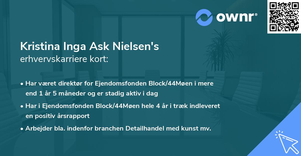 Kristina Inga Ask Nielsen's erhvervskarriere kort