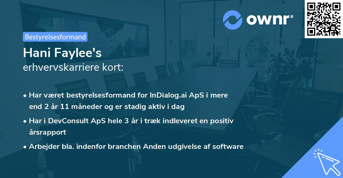 Hani Faylee's erhvervskarriere kort