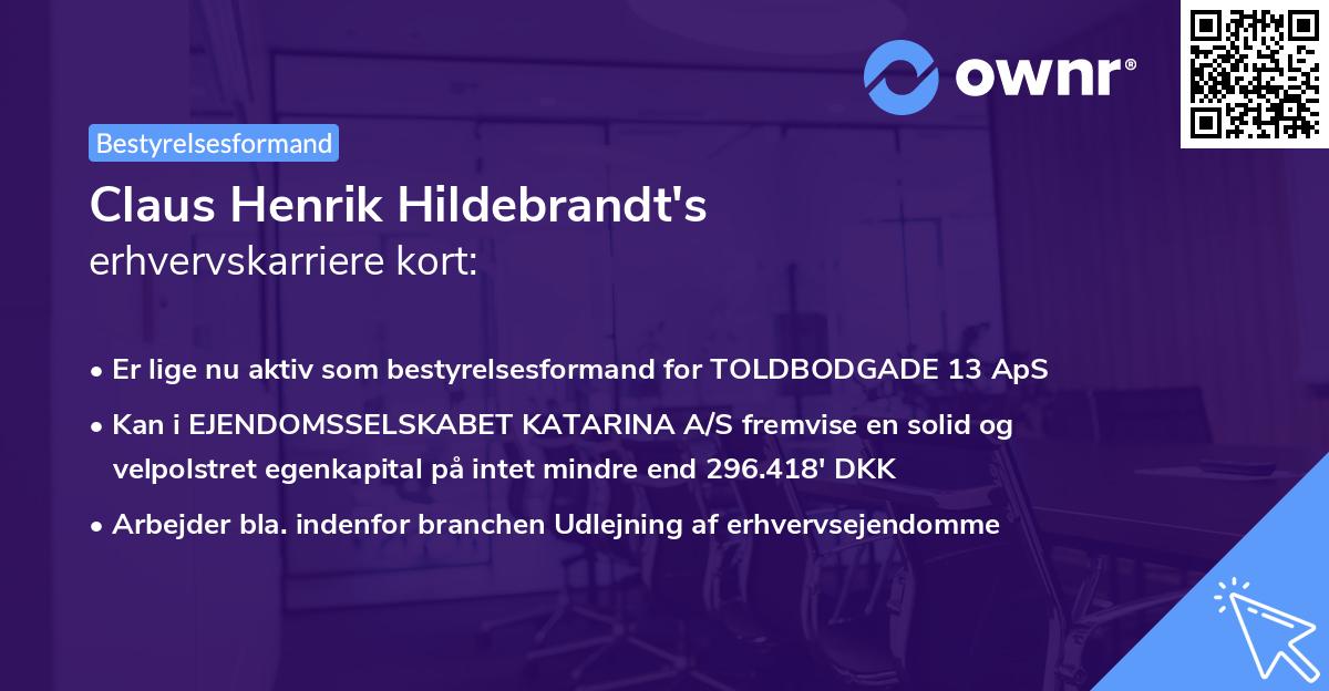 Claus Henrik Hildebrandt's erhvervskarriere kort