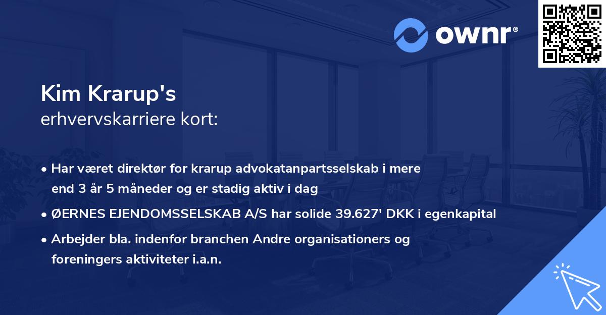 Kim Krarup's erhvervskarriere kort