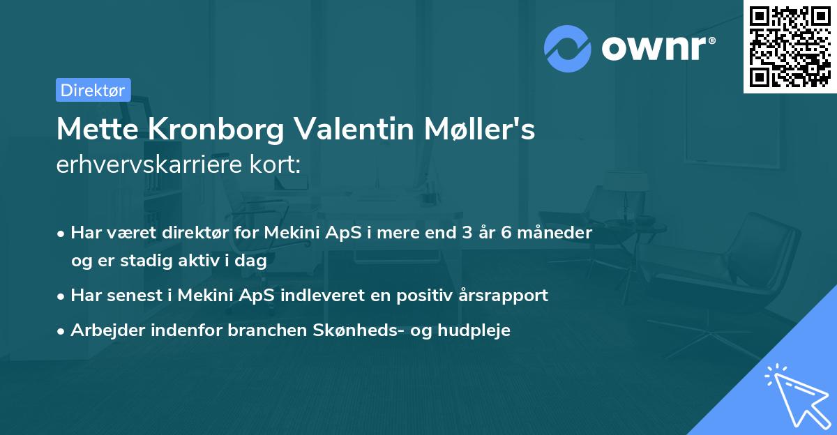 Mette Kronborg Valentin Møller's erhvervskarriere kort