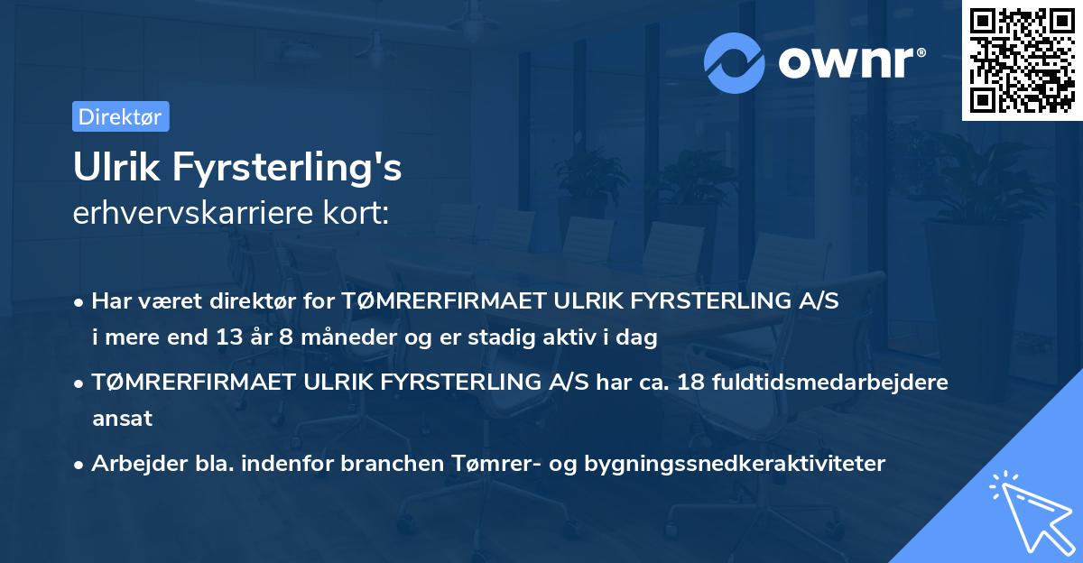 Ulrik Fyrsterling's erhvervskarriere kort
