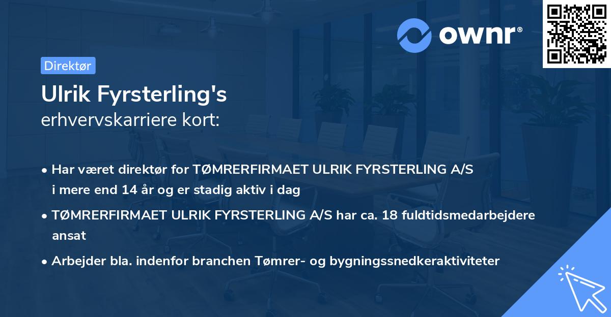 Ulrik Fyrsterling's erhvervskarriere kort