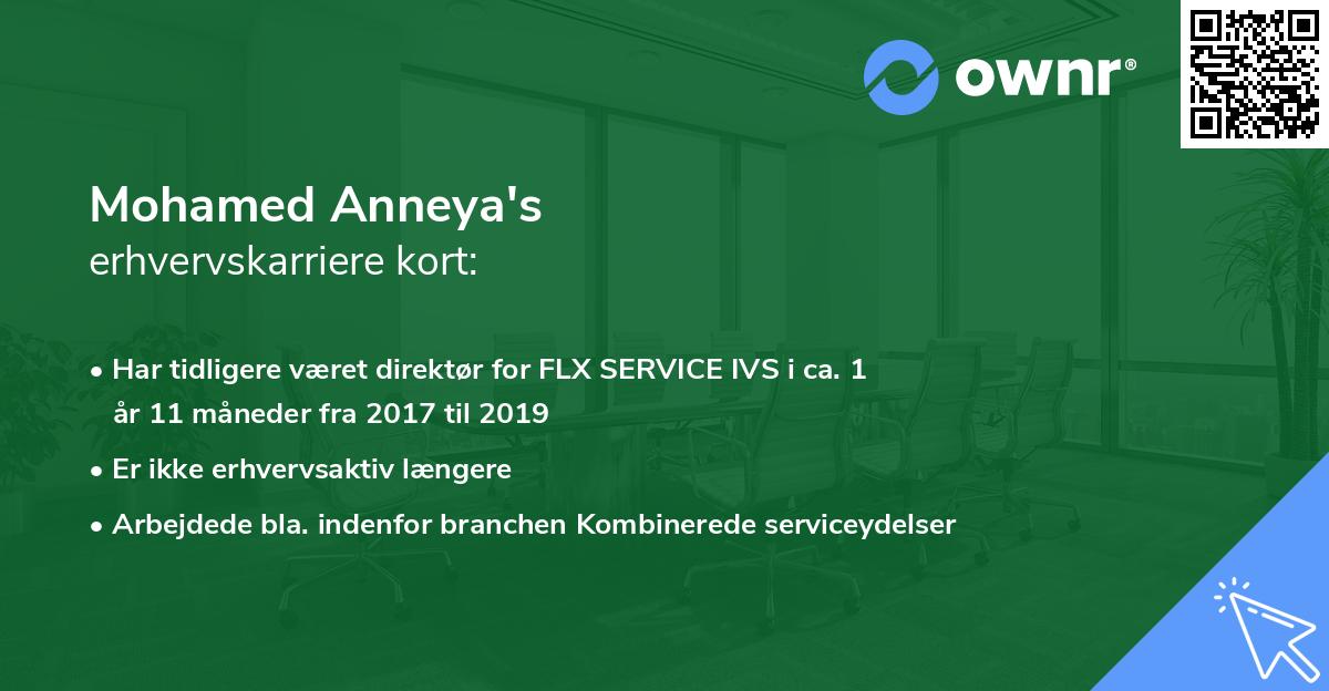 Mohamed Anneya's erhvervskarriere kort