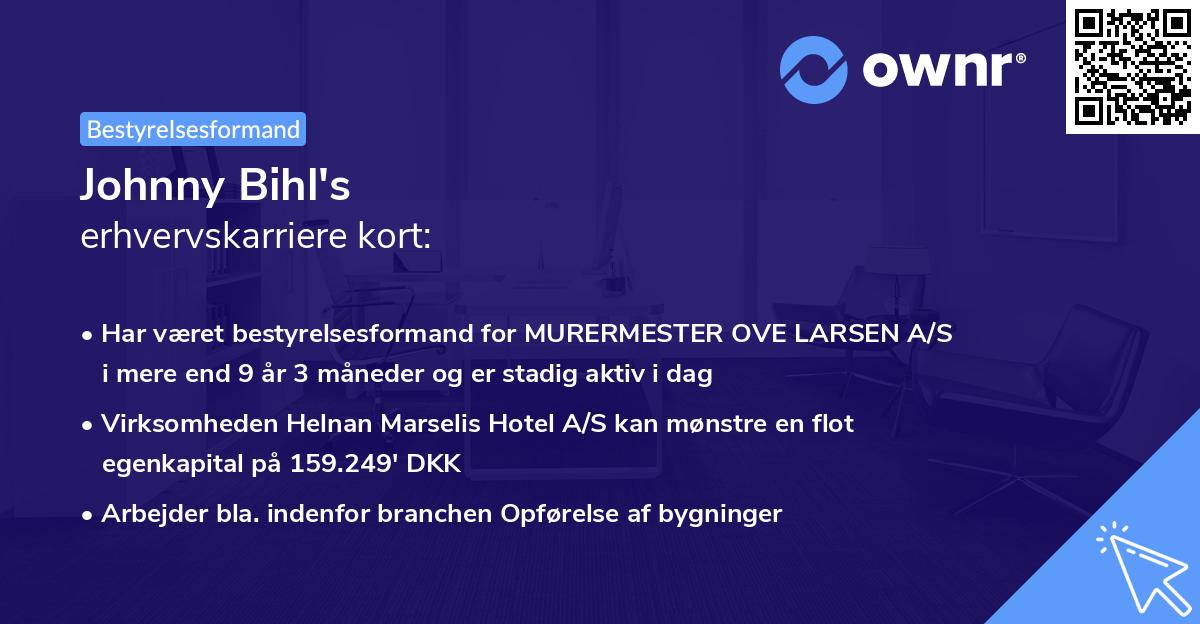 Johnny Bihl's erhvervskarriere kort