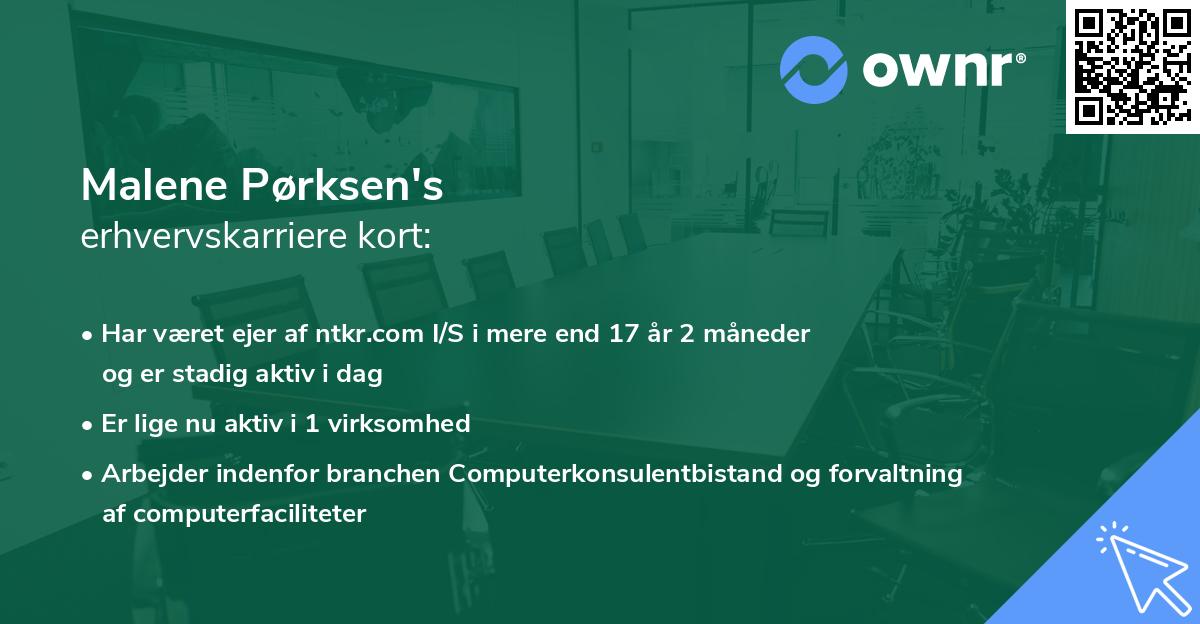 Malene Pørksen's erhvervskarriere kort
