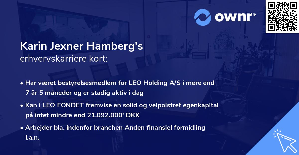 Karin Jexner Hamberg's erhvervskarriere kort