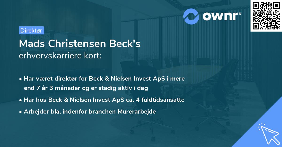 Mads Christensen Beck's erhvervskarriere kort