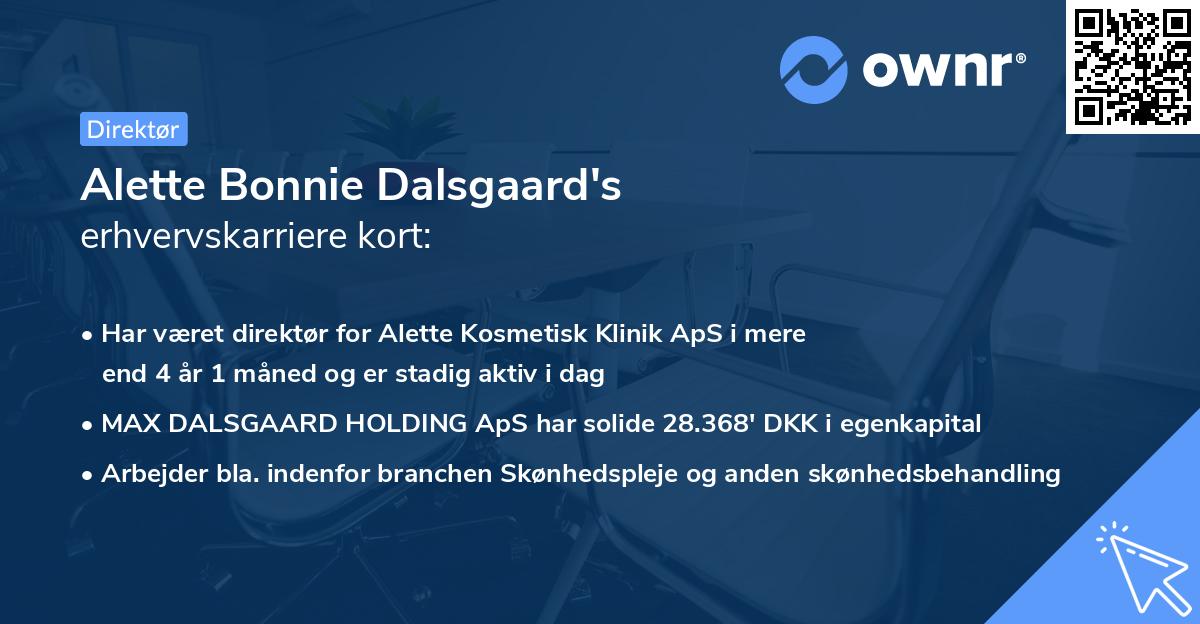 Alette Bonnie Dalsgaard's erhvervskarriere kort