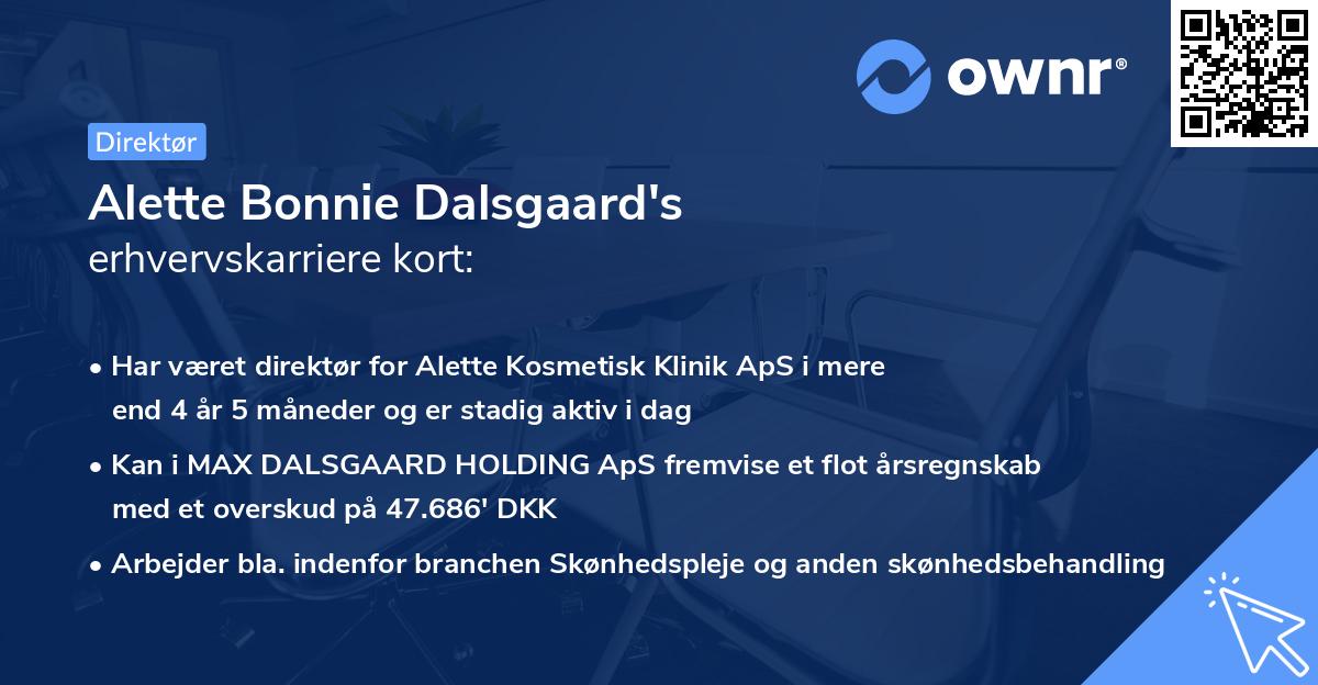 Alette Bonnie Dalsgaard's erhvervskarriere kort