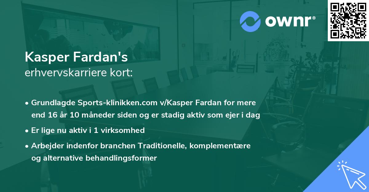 Kasper Fardan's erhvervskarriere kort