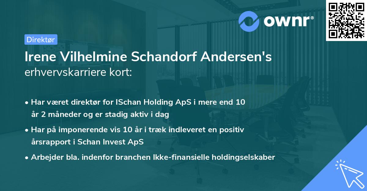 Irene Vilhelmine Schandorf Andersen's erhvervskarriere kort
