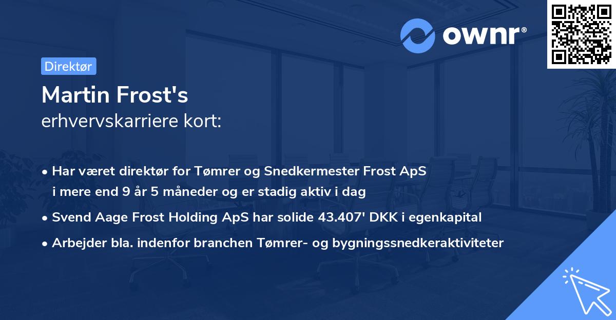 Martin Frost's erhvervskarriere kort