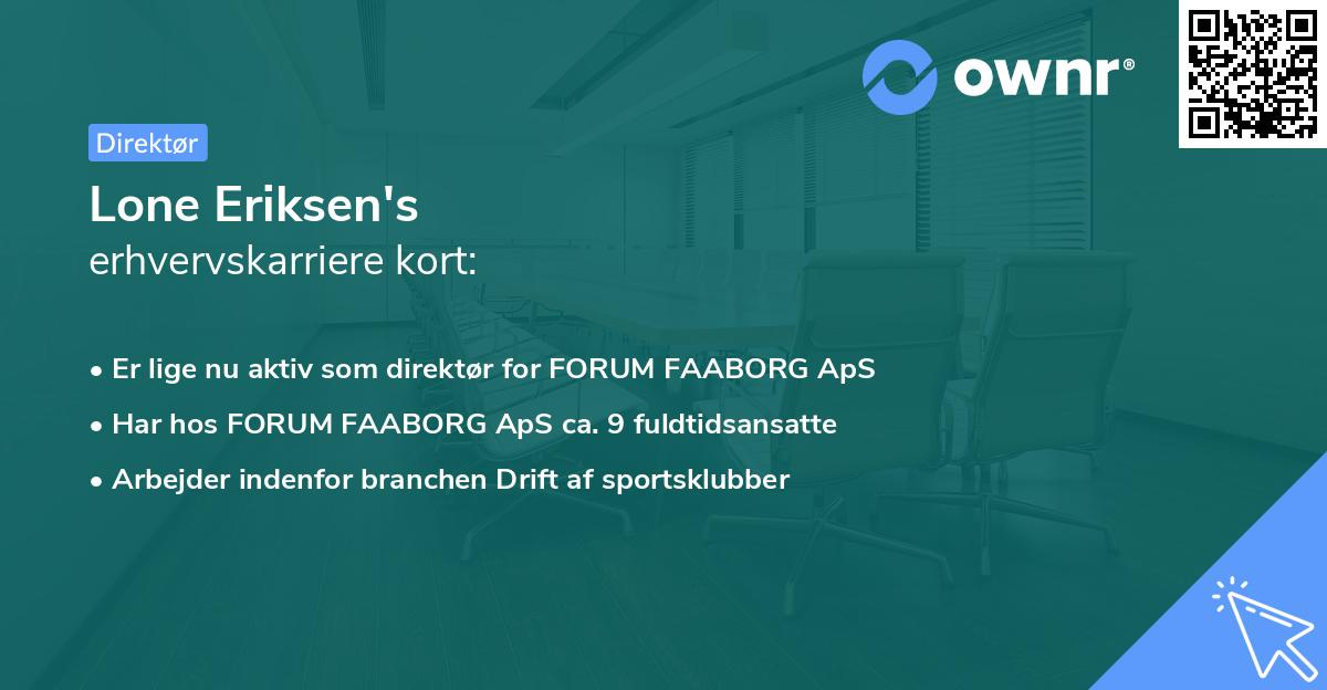 Lone Eriksen's erhvervskarriere kort