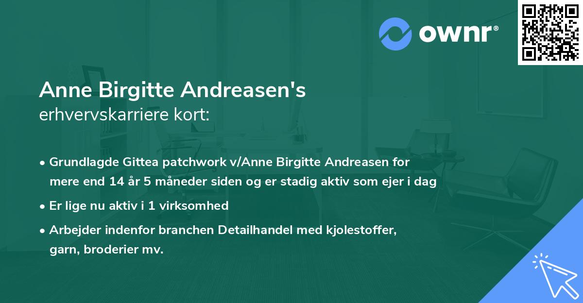 Anne Birgitte Andreasen's erhvervskarriere kort