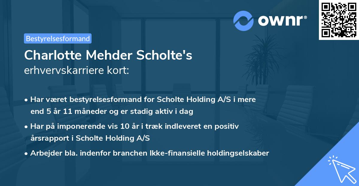 Charlotte Mehder Scholte's erhvervskarriere kort