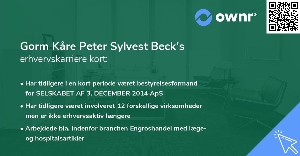 Gorm Kåre Peter Sylvest Beck's erhvervskarriere kort