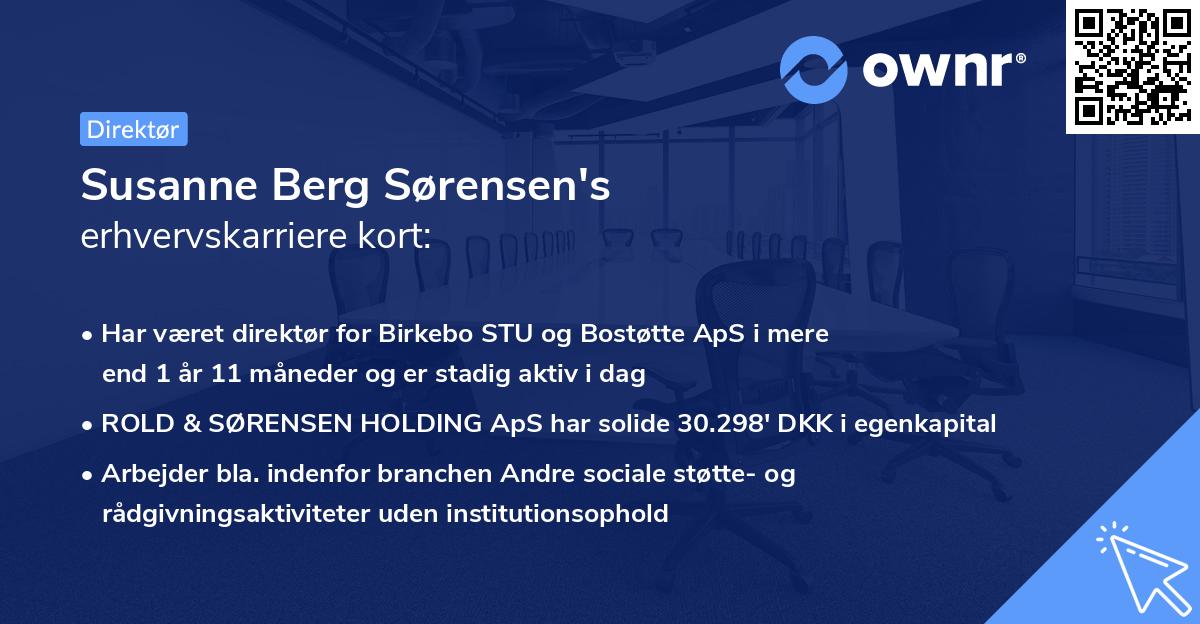 Susanne Berg Sørensen's erhvervskarriere kort