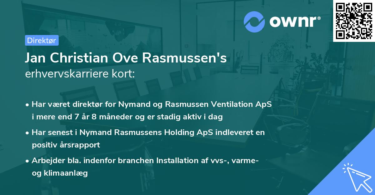 Jan Christian Ove Rasmussen's erhvervskarriere kort