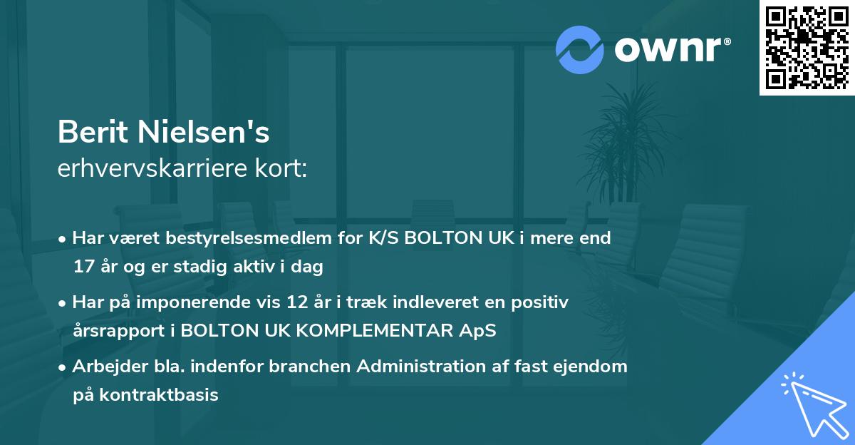 Berit Nielsen's erhvervskarriere kort